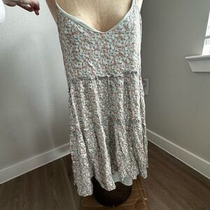 Altar'd State Sage Green Slip Dress with Blush Floral